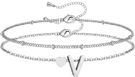 HSWYFCJY Armband Damen Silber Gold Buchstaben Armbänder Armkette Damen Edelstahl Armband Set Schmuck Geschenke Für Frauen