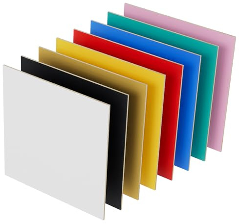 Creatorally Pre-Painted Basswood Craft Boards, 8 Pack 12x12x3mm (1/8”) Colored Plywood, Double-Sided, Ready to Use for DIY Crafts, Decorations & School Projects (Mixed Colours)