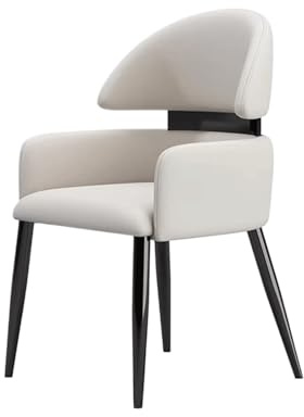 JUSKAQZYI klappsessel Esszimmerstuhl aus Leder mit hoher Rückfederung aus Schwamm, Küchenstuhl mit zuverlässiger Rückenlehne und Metallrahmen for Küche Holz(Light Gray)