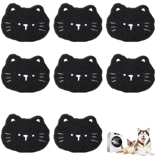 JYNVO 8 Bolas Atrapa Pelos Lavadora, Atrapapelos Lavadora Reutilizable, Elimina Efectivamente Pelos de Mascotas, Accesorio Práctico para Lavadora-Estampado de gato