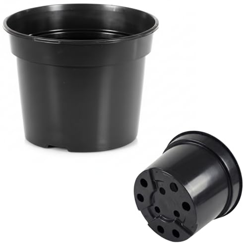 FUTURE GARDENING Black Plastic Plant Pots 0.5L 1L 2L 5L 7.5L 10L 12L 15L – Flower, Nursery & Growing Containers, Reinforced Rim, Extra Drainage – Multi Pack 1–200 (2L, Pack of 5)