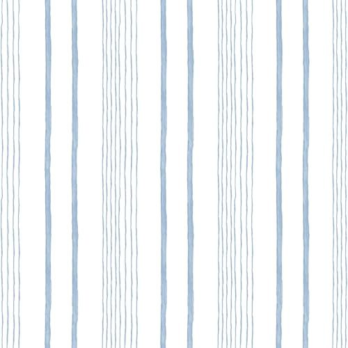 Muriva My Kingdom M33311 Papier peint à rayures bleu marine – Revêtement mural doux à rayures aquarelle – Papier non tissé de luxe pour crèches, salles de jeux et chambres d'enfants – Coller le mur