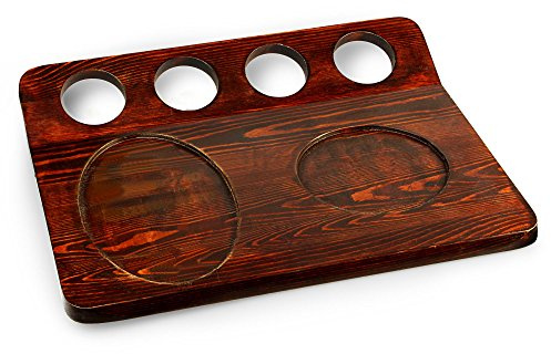 dine@drinkstuff Wooden Fajita Serving Board with Ramekin Holders – Restaurant Style Sizzling Platter Board for Oven to Table Fajitas
