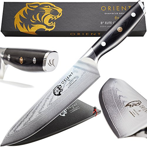 Orient Damastmesser Küchenmesser - 20cm Damastmesser - Japanischen Profi Küchenmesser Aus Japanischem Damaststahl - AUS10 Chefmesser 67-Lagiges
