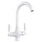 Robinet de cuisine Funime à deux leviers, blanc, Kitchen Taps-White
