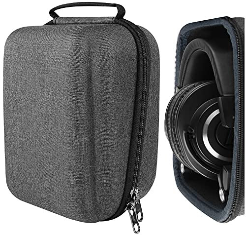 Geekria Shield Case Compatible with Audio-Technica ATH-M50XBT2, ATH-M50X, ATH-M40X Headphones, Replacement Protective Hard Shell Travel Carrying Bag with Cable Storage (Dark Grey)