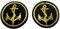 Aufnäher Iron on Patches für Jacken Jeans Kleidung Aufbügler Wappen Applikation Stickerei Set Marine Maritim Anker schwarz gold 4 cm 2 Stueck