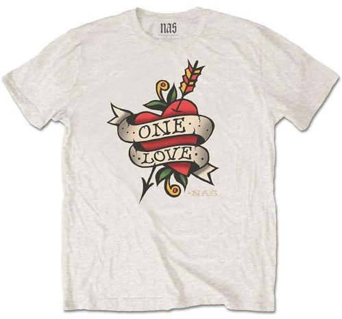 Nas T Shirt One Love Tattoo Logo Illmatic Nuovo Ufficiale Unisex Natural Size XL