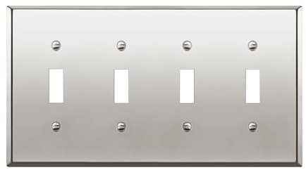 ENERLITES Kipp-Lichtschalter, Metall-Wandplatte, korrosionsbeständig, Größe 4-fach, 11,4 x 20,8 cm, 7714-PC, 302, poliertes Chrom