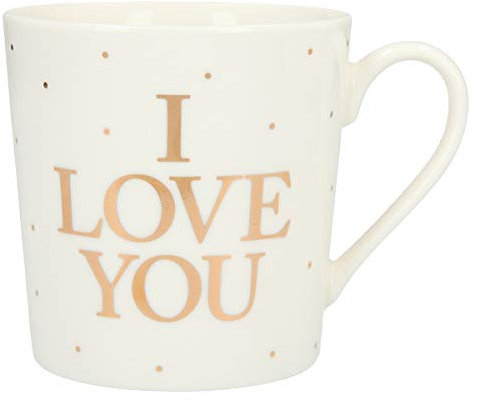 Depesche 5909.012 Tasse mit Henkel, aus Porzellan, 300 ml, mit Aufschrift, I Love you