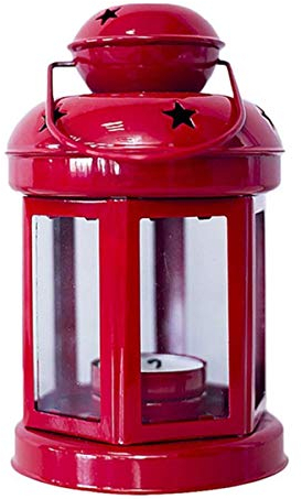 Molinter Kerzenhalter Weihnachten Laterne Kerzenständer Teelichthalter Bemalte Schmiedeeiserne für Party Home Tisch Dekoration (Rot)