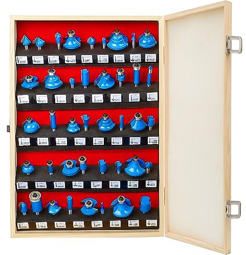 MAYLINE Router Bit Set 41PC Panel Tool 1/4 Inch Shank, Wood Milling Cutter Router Bits, Woodworking Miter Carbide CNC Cutting Tool for Doors, Tables, Shelves, Walls (Y-1/4MB)