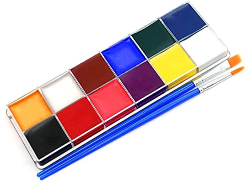 Face Paint Professional Oil Based Body Painting Palette Set 12 Flash Colour for Adults Gifts Halloween Cosplay Decoration Art Makeup