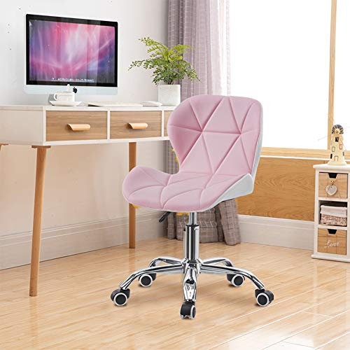 N/Q LEMROE Office Swivel Chair Gaming Chair with Soft Cushion Adjustable Ergonomic Desk Chair with Wheels Home Office Furniture (pink and white, 1PC)