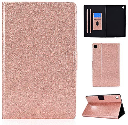 XFDSFDL® Étui pour Lenovo Tab M10 Plus FHD TB-X606F (10,3 Pouces) PU Cuir Housse Flip Coque avec Built Stand Portefeuille Veille/Réveil Automatique Brillant Bling Bling Protection Cas, Or Rose