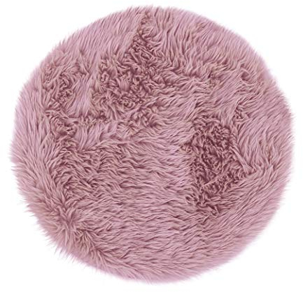AmeliaHome Teppich Lammfell Kunstfell Hochflor Bettvorleger Dokka Lila ⌀90 cm