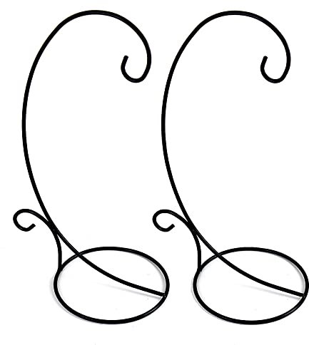 K KILIPES 2 Pack 18 H Ornament Display Stand, Black Iron Glass Ball Ornament Holder Stand for Hanging Plants, Hanging Terrarium Stand for Christmas Wedding Ornament Hanging Stand Rack Holder (2, L)