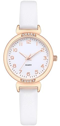 NUOVO Damenuhr Damen Weiß Lederuhren Diamant Kristalluhren für Damen Luxuskleid Mode Quarz Armbanduhren…