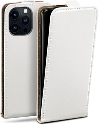 moex Phone Case for Apple iPhone 13 Pro Max, Foldable Flip Case, 360 Degree All-Round Full Protection, Vegan Leather with Vertical Flap, Magnetic - White