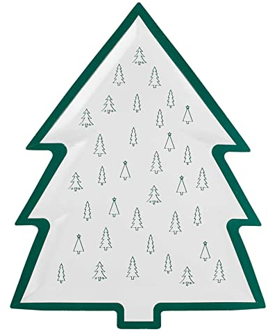 Ginger Ray Lot de 8 assiettes en papier Motif sapin de Noël Vert