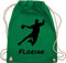 Turnbeutel Rucksack - Geschenke Handball Zubehör - Handballer Silhouette mit Name - Unisize - Grün - für tasche personalisiertes beutel turnsack stoffbeutel sportbeutel turnsackerl