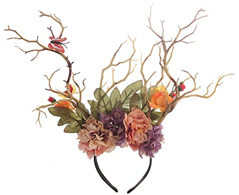 VALICLUD Hochzeitsdeko Rentier Geweih Haarreif mit Weihnachten Stirnband Haarschmuck Elchgeweih Kopfschmuck Kopfbedeckung Kinder Party Requisiten Kostüm Zubehör Boho Haarschmuck