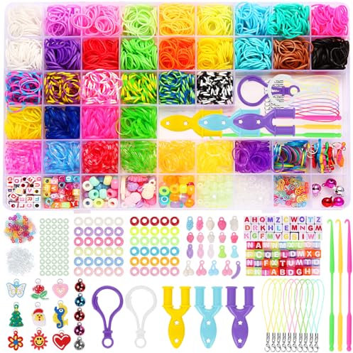 LUZOON 2800+ Loom Bänder Set, 36 Farben Armbänder Selber Machen Gummibänder Kinder Basteln Schmuck Selber Machen Set Schmuckbastelsets für Kinder Mädchen Jungs (2800+ 36Farben) (2800+ 36Farben)