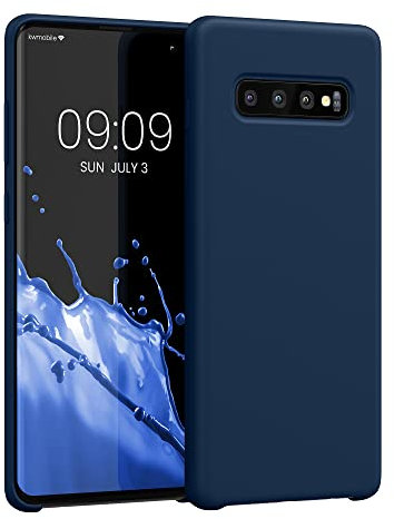 kwmobile Hülle kompatibel mit Samsung Galaxy S10 Plus / S10+ Hülle - Silikon Handy Case - Handyhülle weiche Oberfläche - kabelloses Laden - Marineblau