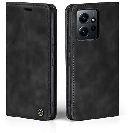 LBH Handyhülle für Xiaomi Redmi Note 12 in Schwarz mit Karten- und Geldfach Smartphone Hülle mit Standfunktion Flip Case Schutzhülle Magnetverschluss Vintage