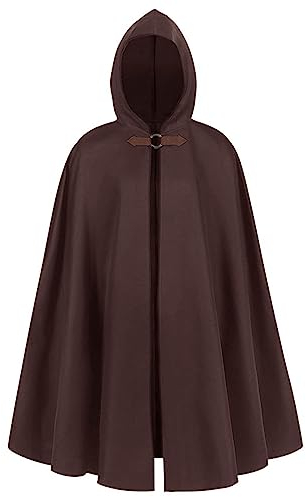 Beokeuioe Mittelalter Umhang weit mit Kapuze Baumwolle Adult Halloween Costume Umhang Karneval Kostüm Hoodies Robe Cosplay Cape Mittelalterliche Renaissance Umhang mit Kapuze