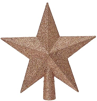 Kaemingk Christbaumspitze Kunststoff 19cm Stern mit Glitzer Weihnachtsbaumspitze Prickelndrosa