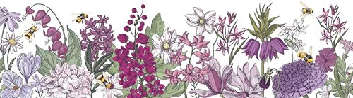 Anna Wand – Selbstklebende Bordüre Tapetenbordüre Flowers Blumen rosa/grün – Mehrfarbig – 450 x 11.5 cm – Made in Germany