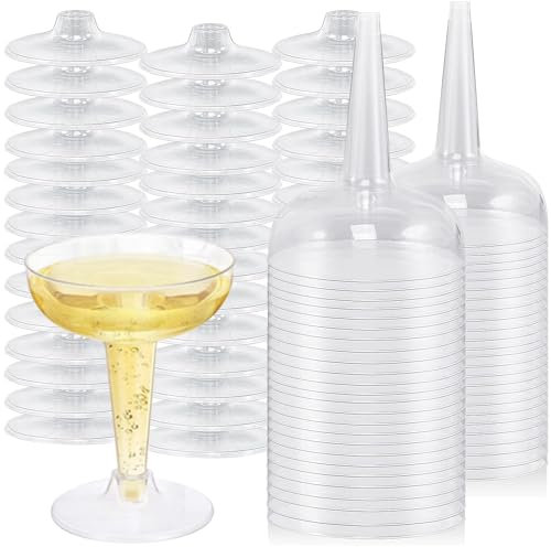 NAMIS Sektgläser Plastik 50 Stück Champagner Coupe Gläser Plastik 120ml Mehrweg Sektgläser Champagnerflöten aus Kunststoff Plastik Sektgläser für Hochzeit Party Picknicks Geburtstage (Transparent)