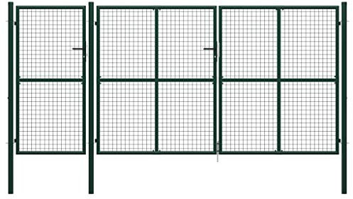 Festnight gartentor Metall Doppeltor Gartentor Doppelflügeltore Metall Gartentür Zauntor Gartenpforte Hoftor Gartenzaun Tor Flügeltor Abschließbar Grün 400 x 150 cm