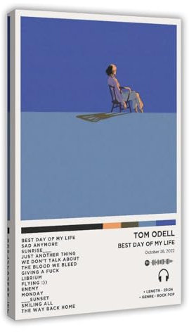 Tom Odell Leinwandposter Best Day of My Life, Albumcover, Schlafzimmer-Dekor, Sportlandschaft, Büro, Raumdekoration, Geschenk, Rahmen-Stil, 50 x 75 cm
