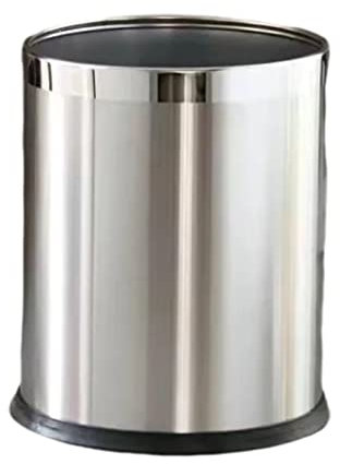 Cubo de Basura Cubo De Basura De Acero Inoxidable Papelera De Oficina De Doble Capa Papelera De Sala De Estar Sin Tapa para Cocina y Hogar (Color : Blue,Silver, Size : 22.5 * 25.5cm)