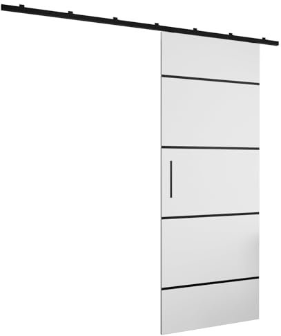 Rail porte coulissante Zonda IV - Porte coulissante interieur avec rail - 204x90 cm - kit porte coulissante - guide porte coulissante - avec poignée de porte - porte suspendue coulissante