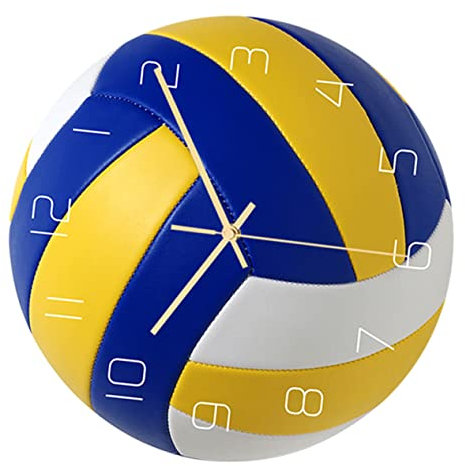 AOKWAWALIY Volleyball Wanduhr Mit Lautlosem Mechanismus Kreatives Design Aus Für Wohnzimmer Schlafzimmer Und Büro Dekorative Sportuhr Mit Großen Ziffern Installieren
