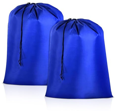JSacco Per Bucato da Viaggio - 2 Pz Borsa Biancheria Sporca in Nylon 60 x 80 cm Pieghevole con Chiusura a Coulisse e Sacchetto