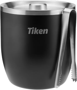 Tiken 3L Edelstahl Eiseimer mit Deckel und Zange Doppelwandiger Vacuum Isolierter Eiskübel Eiswürfelbehälter für Sekt, Cocktailbar, Parties & Outdoor