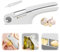 Garlic Press Stainless Steel, 4-in-1 Garlic Cutter with Ergonomic Handle, Multifunctional Garlic Press with Peeler and Bottle Opener, Kitchen Aid Garlic Press, Easy to Clean (White)