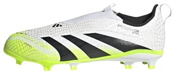 adidas Predator League Laceless Firm Ground Football Boots Kids, Cloud White/Core Black/Lucid Lemon, 5 UK Child
