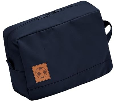 Fussball Kulturbeutel: Fußball Emblem - Sport- Reise- Kulturtasche - Kosmetiktasche - Waschtasche - Wasserabweisend für Hygieneartikel - Geschenk für Trainer Fussballspieler Sporttasche (Navy)