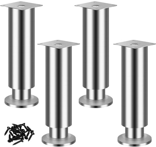 LRHAFET Möbelfüße Höhenverstellbar,Möbelbeine Metall Edelstahl, Möbelfüße Verstellbare, Furniture Legs,Möbelbeine für Schrank Fernsehschrank Bett Sofa Nachttisch Lehrstuhl. (18cm)