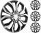 VEVOR Enjoliveurs de Jante de Roue 38 cm de Diamètre, Couvre-Jante en ABS et PC, Résistant aux Rayures, avec Trou de Buse à Pression et Valve, Protection des Roues, Noir et Argent, Lot de 4PCs