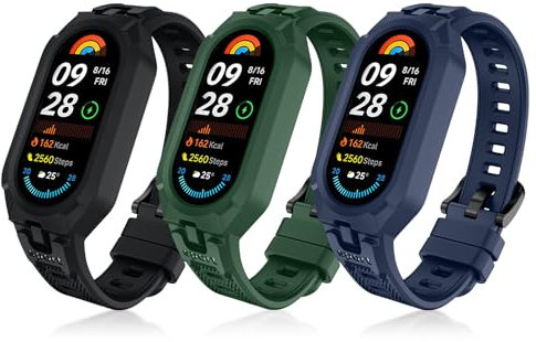 Neitra 3 Pack Bracelet TPU pour Xiaomi Mi Smart Band 9/Mi Band 8/Mi Band 7/Mi Band 6/Mi Band 5,Bracelet TPU de remplacement, Longueur réglable pour Xiaomi Mi Band 9/8/7/6/5, Confortable et Respirant