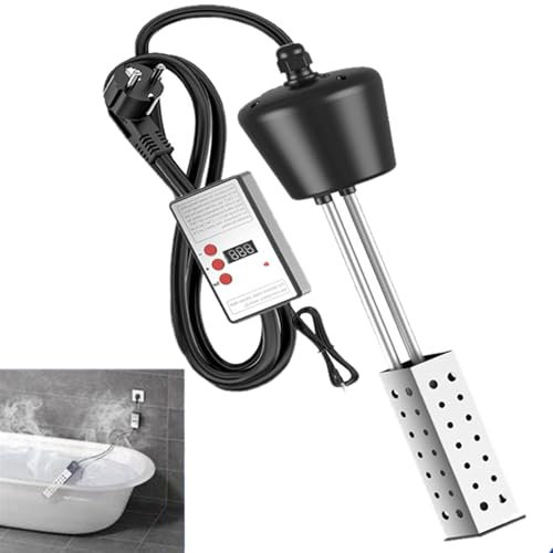 Immersion Water Heater 2500W Portable Bucket Water Boiling Rod with Stainless Steel Anti-Scald Sheath hot Water Rod Intelligent Constant Temperature System for Sink Bath Kettle Bathtub
