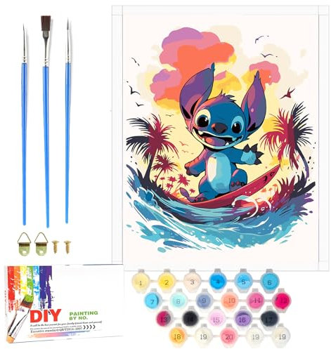 LAISU Kit de peinture par numéros pour enfants, juniors et adultes débutants, 40 x 50 cm, grand kit de peinture de dessin animé avec pinceaux en toile, peintures acryliques, kit de peinture d'art DIY