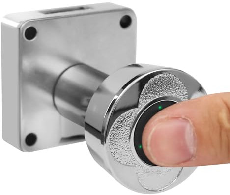 Susoso Smart Türschloss, 32mm Fingerabdruck-Sperre mit USB-Kabel und Anzeigeleuchte Langlebige Batterie für Schubladen Silber