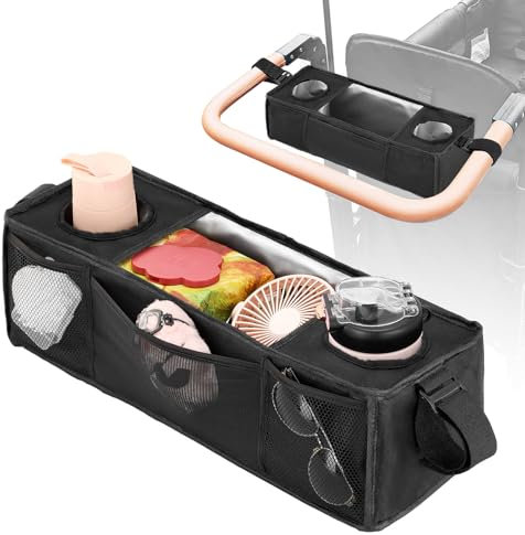 Fizentia Kinderwagen-Organizer, kompatibel mit Wonderfold Wagon W4, Wagon Parent Console für Keenz Wagon,Kinderwagen-Organizer mit isolierten Getränkehaltern und Befestigungsgurt (L x B x H): 53,3 x
